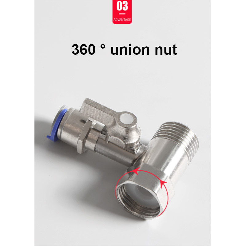 RO Lọc Nước Đầu Vào Tee Van Bi Thép Không Gỉ 304 1 / 2 "Đến 1 / 4" 3 / 8 "Ống PE Đầu Nối Nhanh Góc Van Công Tắc Phụ Kiện