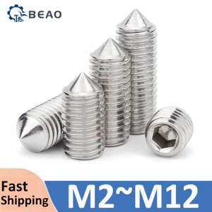 Bộ ổ cắm lục giác lục giác lục giác vít hình nón điểm grub vít M2 M2.5 M3 M4 M5 M6 M8 M10 M12 304 Thép không gỉ