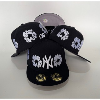 Mũ bóng chày MLB New York Yankees thêu, màu đen, che chắn hoàn toàn