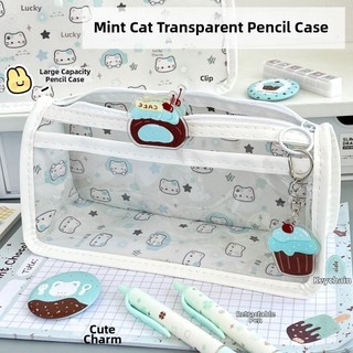 Túi đựng bút hình tam giác HIGHVIEWLS, Bút chì chống nước cho mèo Kawaii, Túi đựng văn phòng phẩm trong suốt hoạt hình dành cho sinh viên