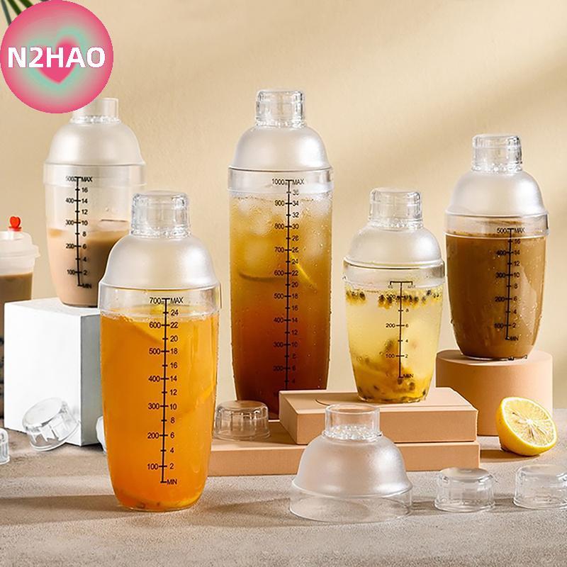 N2HAO Nhựa Cotail Shaker Cốc Lắc Tay Có Cân 350ml / 530ml / 700ml / 1000ml Trà Sữa Rượu Uống Bình Lắc Trộn Thanh Dụng Cụ n