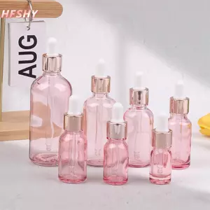 HFSHY Chai Nhỏ Giọt Có Thể Đổ Lại 5-100ML Nắp Hoa Hồng Hộp Đựng Mỹ Phẩm Thủy Tinh Hồng Hương Liệu Ống Lỏng Cho Massage Thiết Yếu VN