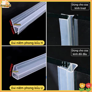 Ron Dán Cửa Kính, Cửa Nhà Tắm 3M - Hình Chữ U/H, Dày 10mm, Silicone Chống Nước, Chống Bụi, Chống Ồn