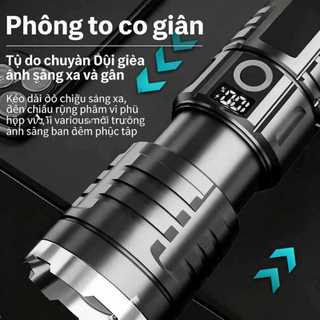 Đèn Pin LED Siêu Sáng - Chiếu Xa, Đa Chế Độ Ánh Sáng, Sạc Dự Phòng, Hiển Thị Dung Lượng Pin, Tiện Lợi Ngoài Trời