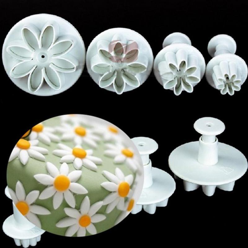 GOAY 4X Bánh Fondant Sugarcraft Trang Trí Khuôn Bánh Quy Pit Tông Hoa Cúc Cắt VN