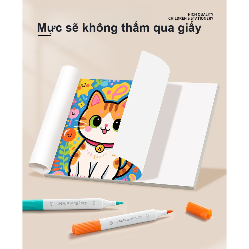 【SKISOPGO】Bút Màu Acrylic Marker 2 Đầu,36/48/60Màu,Thiết Kế Hộp Nhựa Màu,Không Lem,Màu Tươi Sáng,An Toàn Cho Bé