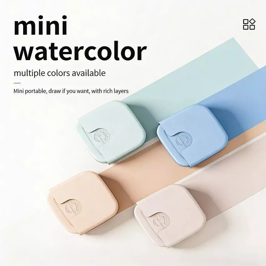 Mini 16 Màu Sắc Màu Chắc Chắn Bộ Sơn Trộn Bảng Bàn Chải Bút Hộp Rửa Nghệ Thuật Học Sinh Vẽ