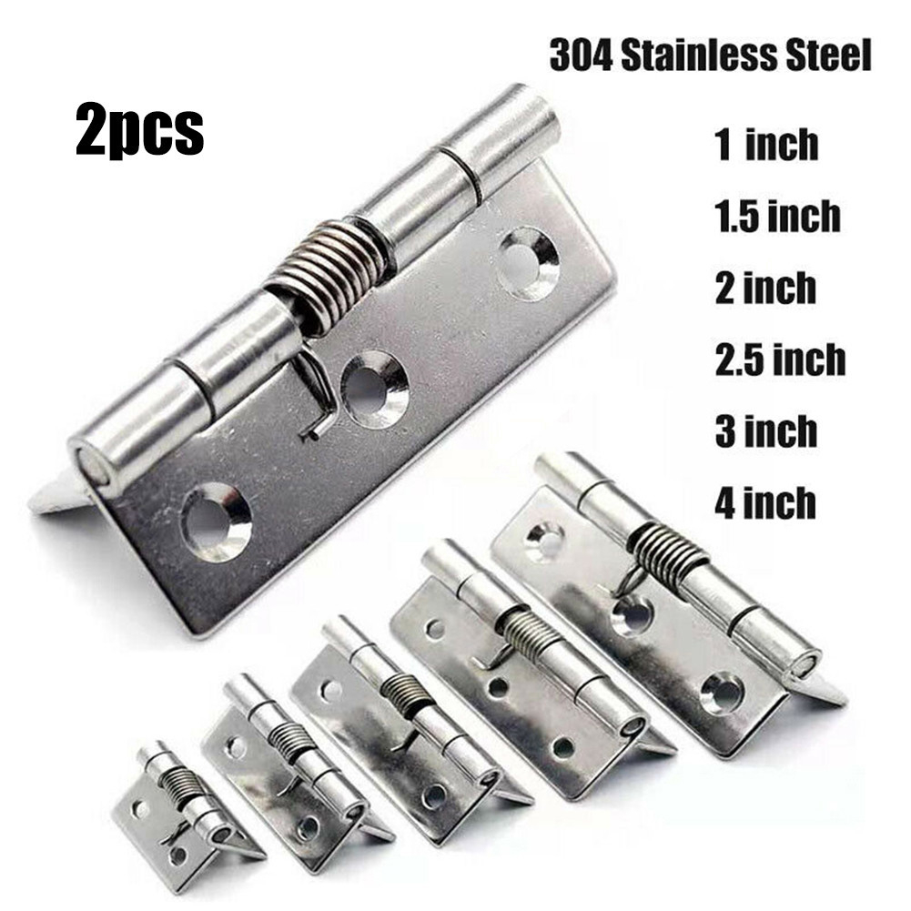 < HÀNG CÓ SẴN > 2 chiếc Phần cứng bản lề cửa lò xo bằng thép không gỉ tự đóng 1 / 1.5 / 2 / 2.5 / 3 / 4Inch❀