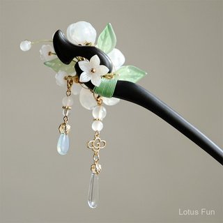 Mới! Kẹp Tóc Hoa Kính từ Gỗ Mun, Phong Cách Trung Hoa - Perfect Cho Lễ Cưới và Phụ Kiện Hanfu