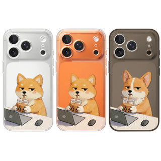 Ốp điện thoại làm việc từ nhà Boba Shiba & Corgi cho iPhone 17Air / 16 / 15PLUS / 14 / 13pro Max / 12 / 11 / X / XS / 7 / 8, sáng tạo. Vỏ trong suốt, chống thấm nước, chống sốc, vỏ bảo vệ