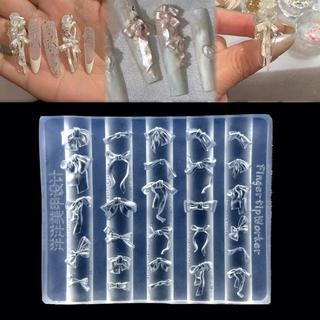 [hatheaven] Khuôn làm móng bằng silicon nơ 3D có kích thước hỗn hợp Nơ ruy băng Tấm dập mềm Kawaii Bowtie DIY Làm móng tay nghệ thuật Khuôn dụng cụ trang trí Mẫu đẹp