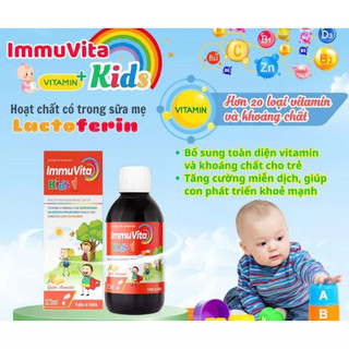 IMMUVITA KIDS – Siro Ăn Ngon Tăng Đề Kháng Cho Bé, Bổ Sung 20 Vitamin & Khoáng Chất
