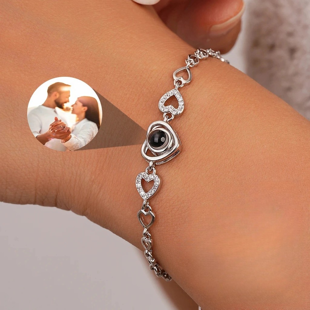 Vòng Tay Hình Trái Tim Kim Cương Khảm - Phù Hợp Nam Nữ