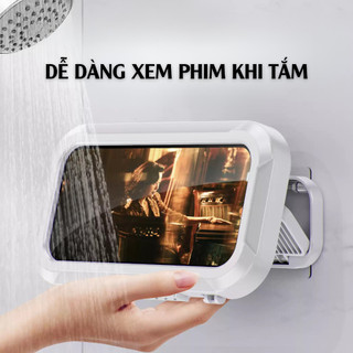 【Hỷ】Bộ sản phẩm hộp điện thoại nhà tắm gồm hộp xoay 360 độ và 2 móc dính, tiết kiệm không gian, lắp đặt nhanh.