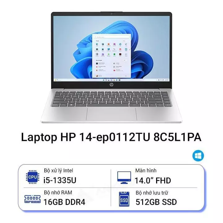 Laptop HP 14s ep0112TU 14 Inch Mỏng Nhẹ, Laptop Văn Phòng Học Tập, Hiệu Năng Ổn Định, Chính Hãng BH 12 Tháng