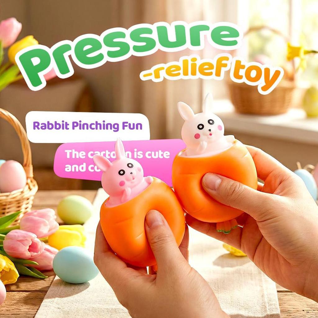 Giỏ lễ Phục sinh nhồi bông, đồ chơi bóp thỏ cà rốt Phục sinh wipqsvn