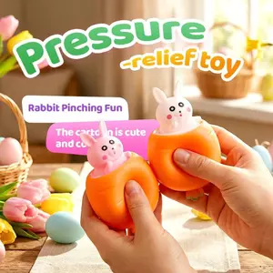 Giỏ lễ Phục sinh nhồi bông, đồ chơi bóp thỏ cà rốt Phục sinh wipqsvn