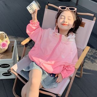Áo khoác chống nắng bé gái phối màu - áo gió mỏng nhẹ có mũ thoáng khí phong cách dễ thương