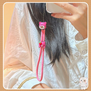 【Chamvn】dây ngắn hình gấu hoạt hình nhỏ Dây đeo cổ tay chống mất phụ kiện treo điện thoại dễ thương.