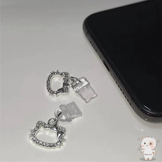【Chamvn】mặt dây chuyền hình mèo Nút bịt lỗ cắm điện thoại hình mèo dễ thương bằng hợp kim đính đá nút bịt lỗ cắm cổng