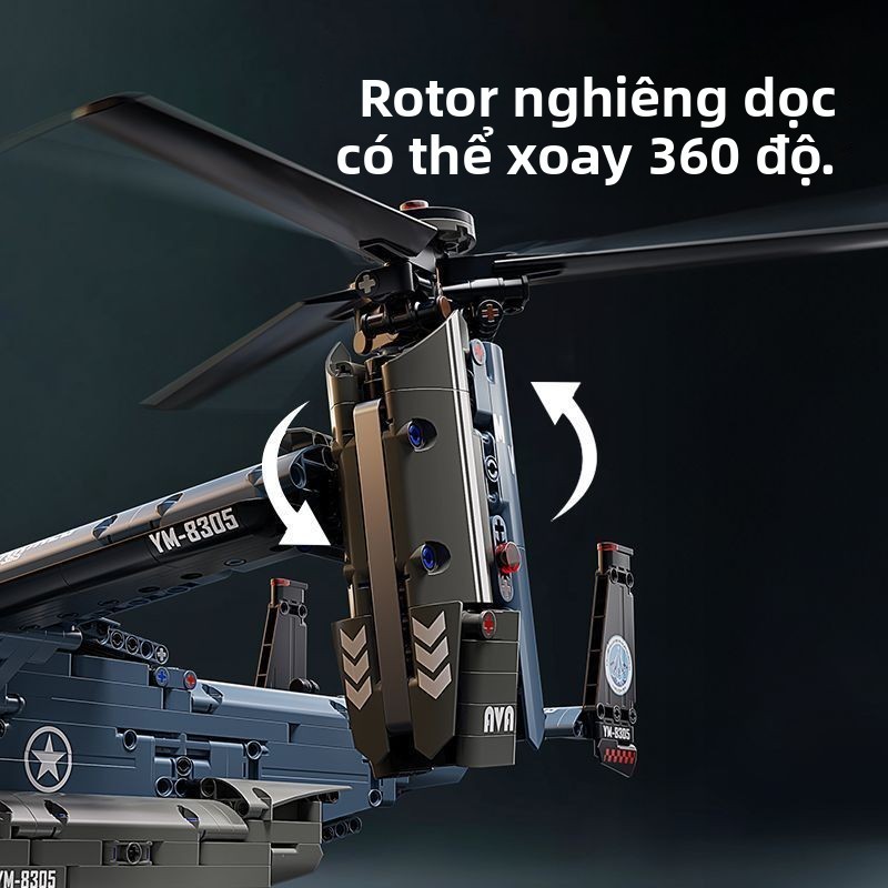Của Cá Đại Bàng V22 Trực Thăng Khối Xây Dựng Trẻ Em Giáo Dục Lắp Ráp Đồ Chơi Mô Hình Bé Trai Bé Gái Quà Tặng