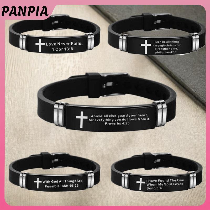 PNPIA - Vòng Tay Inox Silicone Nam/Nữ, Thân Giá Chúa Giêsu với Trích dẫn Kinh Thánh, Món quà Trang Sức Tôn giáo