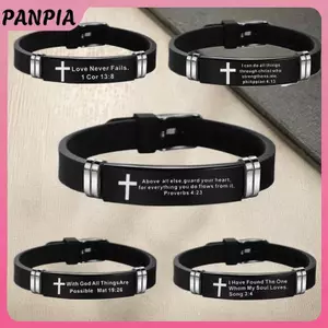 PNPIA - Vòng Tay Inox Silicone Nam/Nữ, Thân Giá Chúa Giêsu với Trích dẫn Kinh Thánh, Món quà Trang Sức Tôn giáo