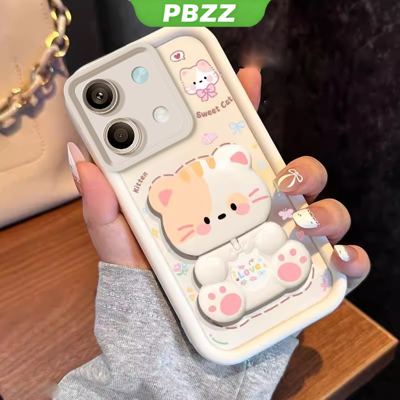 Ốp Lưng Cho xiaomi poco x6 PRO 5g poco M6 PRO 4G redmi 13c 5g poco M6 5g F6 PRO Vỏ Điện Thoại Vỏ Mềm Chống Sốc Thiết Kế Mới Thẩm Mỹ Mèo Hoạt Hình Có Giá Đỡ Cho Gương JTMMZJ01