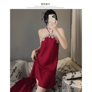 Bộ đồ ngủ lụa băng gợi cảm dành cho nữ, bộ áo choàng lụa mỏng tay dài mùa hè, váy ngủ ren Pháp thuần khiết gợi cảm.