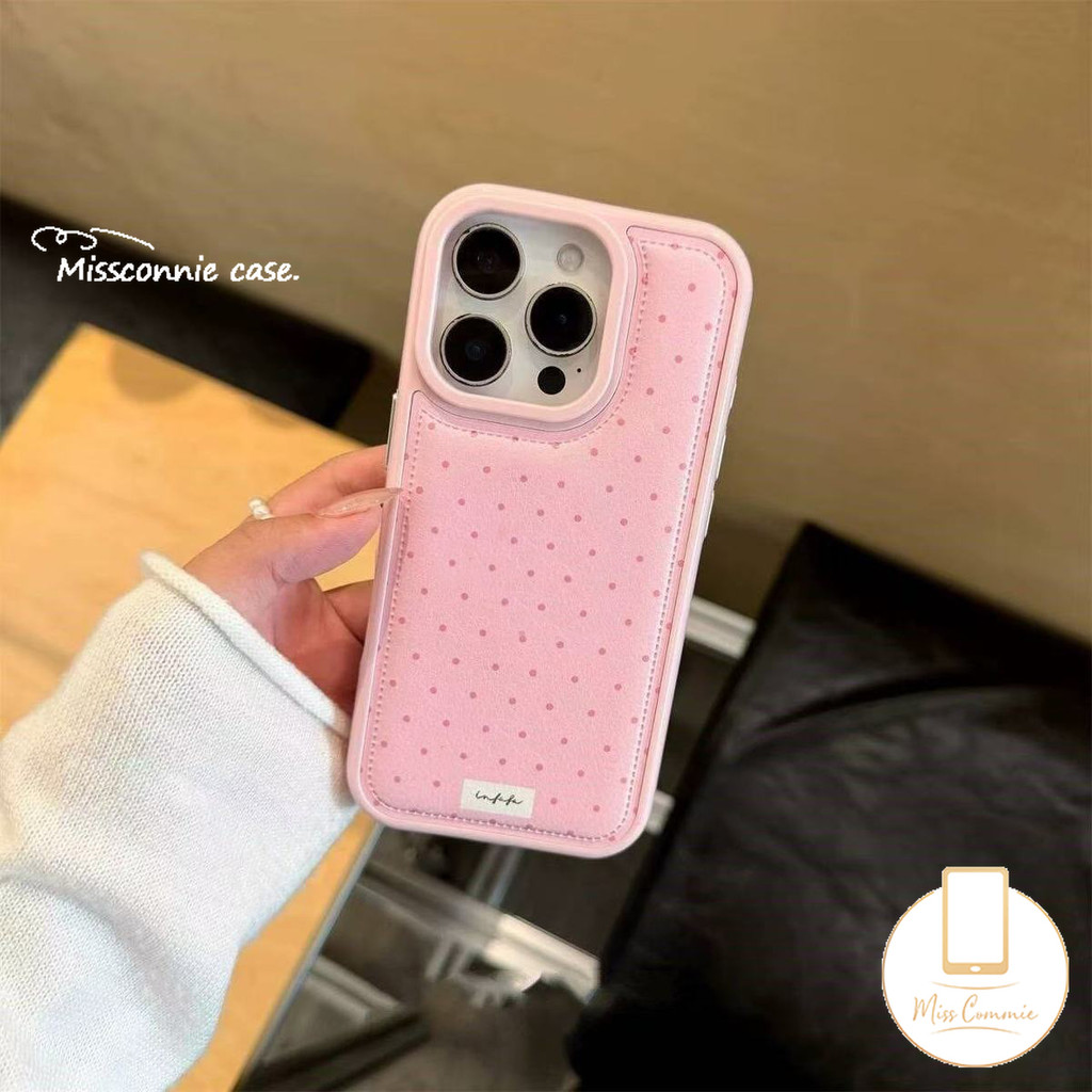 Ốp Lưng Cho IPhone 16 13 17 15 11 14 12 Pro Max XR X XS MAX Air 16 Plus Thỏ Ngọt Chấm Bi Họa Tiết Da Sang Trọng Dây Buộc Mềm