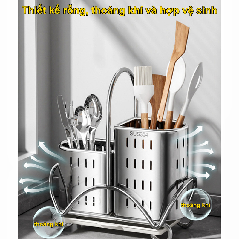 Giá Đũa Thìa Đa Năng 2in1 Inox Dày |Khay Đựng Đồ Dùng Ăn Uống Gọn Nhẹ |Chống Rỉ,Tiết Kiệm Diện Tích