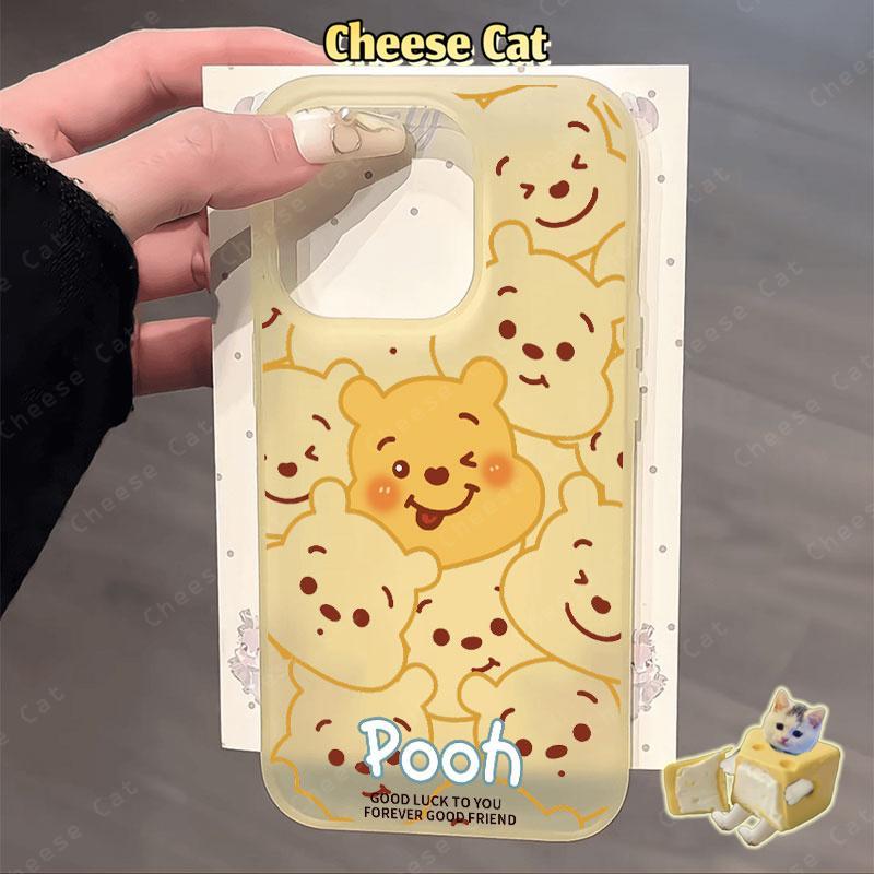 ôi em yêu Winnie chú gấu dễ thương Ốp điện thoại màu vàng mờ cho iPhone 15 16 11 12 13 14 17 Pro Max 7 Plus XR Xs Max