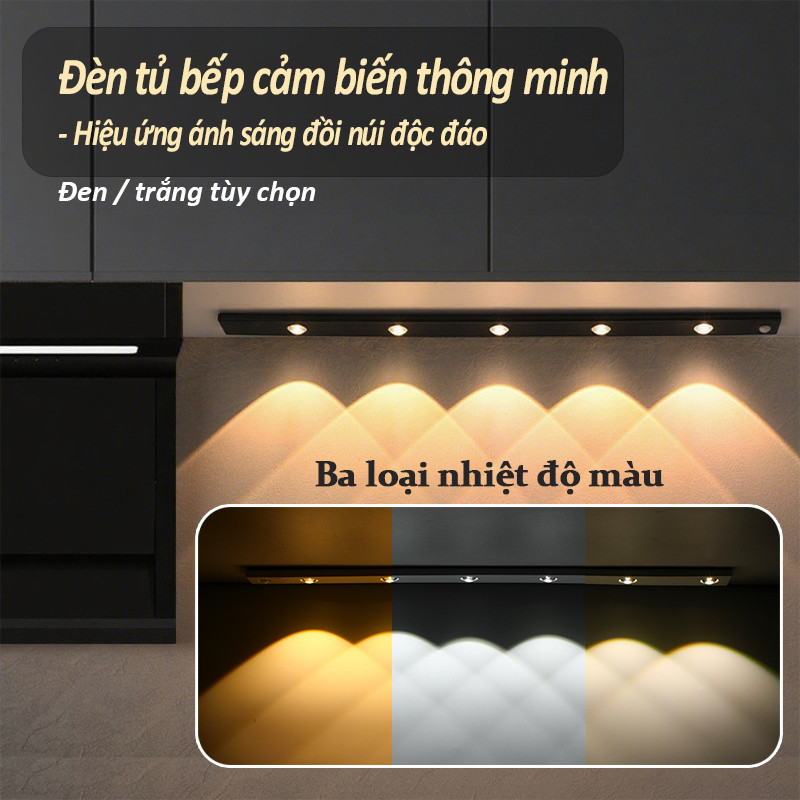 Đèn LED Cảm Ứng Mắt Mèo Vân Núi - Sạc Pin, Không Cần Khoan, Tự Động Bật/Tắt Cho Tủ Bếp & Phòng Ngủ
