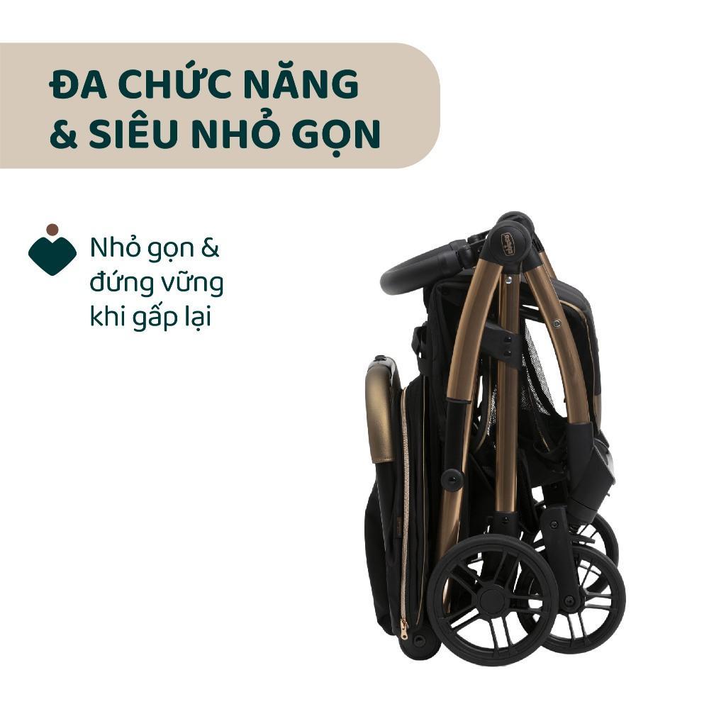 Xe đẩy gấp gọn tự động Chicco Goody Primo màu Đồng ánh kim/ Bạc ánh kim