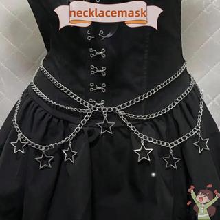 Dây thắt lưng nữ NECKLACEMASK, Dây chuyền váy ngôi sao năm cánh Punk Goth, Phụ kiện trang trí mặt trăng Y2K