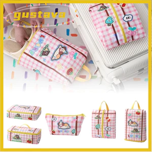Túi đựng đồ du lịch GUSTAVA, Túi xách đựng mỹ phẩm dung tích lớn bằng vải Cotton, dễ thương có dây kéo Túi đựng hành lý đa chức năng chống nước dành cho nữ