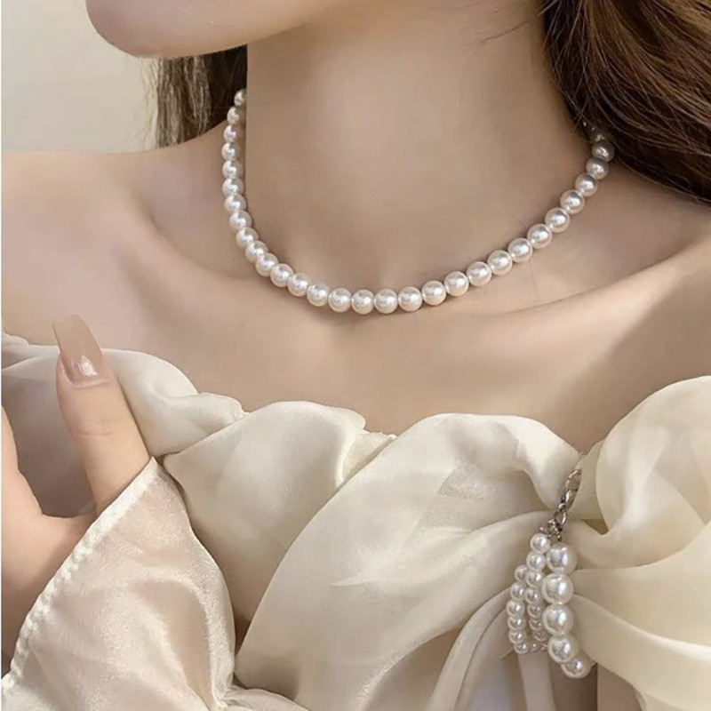 Vòng cổ ngọc trai giả phong cách đơn giản, dành cho nữ