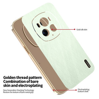 Dành Cho Honor Magic6 Pro Magic6Pro Magic 6 Pro 6Pro 5G Vỏ Điện Thoại Viền Mạ Điện Vỏ Chống Sốc Họa Tiết Sợi Tre Vỏ Bảo Vệ Chống Trầy Xước
