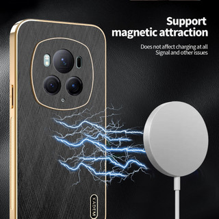 Dành Cho Honor Magic6 Pro Magic6Pro Magic 6 Pro 6Pro 5G Vỏ Điện Thoại Viền Mạ Điện Vỏ Chống Sốc Họa Tiết Sợi Tre Vỏ Bảo Vệ Chống Trầy Xước