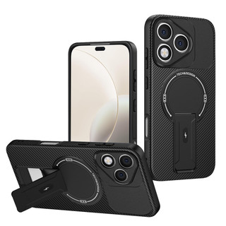 Dành Cho Honor 400 Lite 5G Ốp điện thoại Carbon Tecture Lưng Cứng Cạnh Mềm Có Thể Gập Lại Đế Chống Sốc Chống Rơi Mỏng Bao