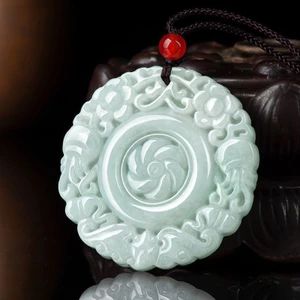 Phong Cách Mới Jadeite Blossoming Rich Antique Jade Mặt Dây Chuyền Waxy Ice Mặt Dây Chuyền Nam Nữ Mặt Dây Chuyền