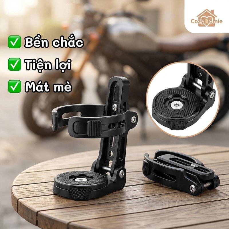 Giá đỡ cốc xe máy gấp gọn nhựa ABS cao cấp tương thích xe máy xe đạp giữ cốc chắc chắn đi học đi làm