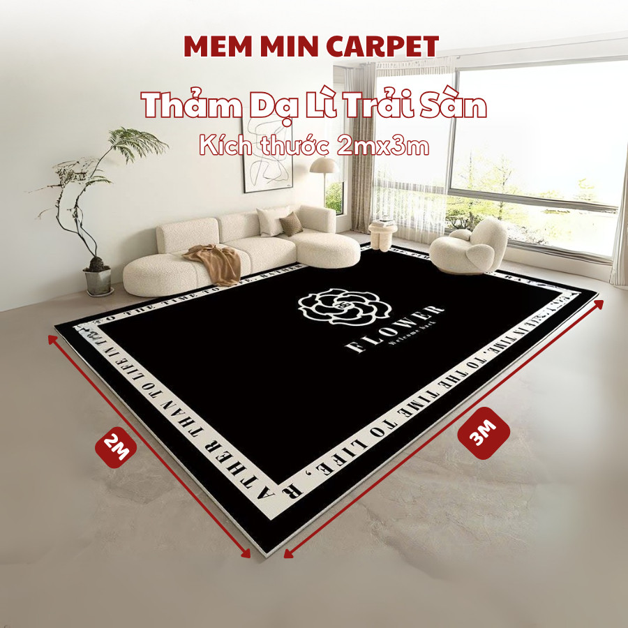 Thảm Dạ Lì,Trải Sàn Trang Trí Phòng Khách.Thảm Chụp Hình Decor, Thảm Kích Thước 2mx3m, 1m6x2m- MemminCarrpet - THB14