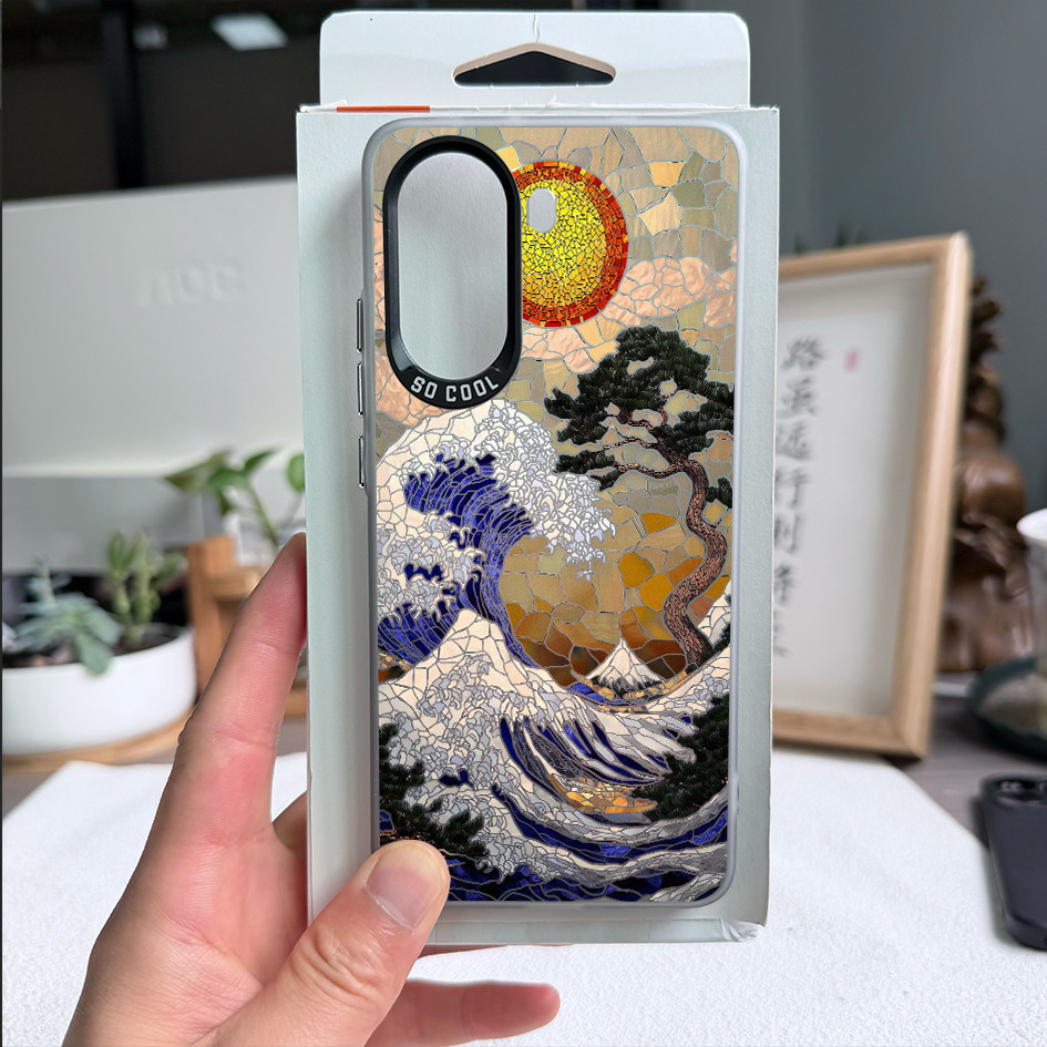 Ốp Điện Thoại Micro Matte The Great Wave off Kanagawa (Ukiyo-e) Cho Redmi Turbo 4 Pro Note 15 Pro / 14 / 13 Mi 17 Pro Max 15T 14T K90 Pro Max Xiaomi 15 14 Vỏ Redmi Siêu Chống Sốc