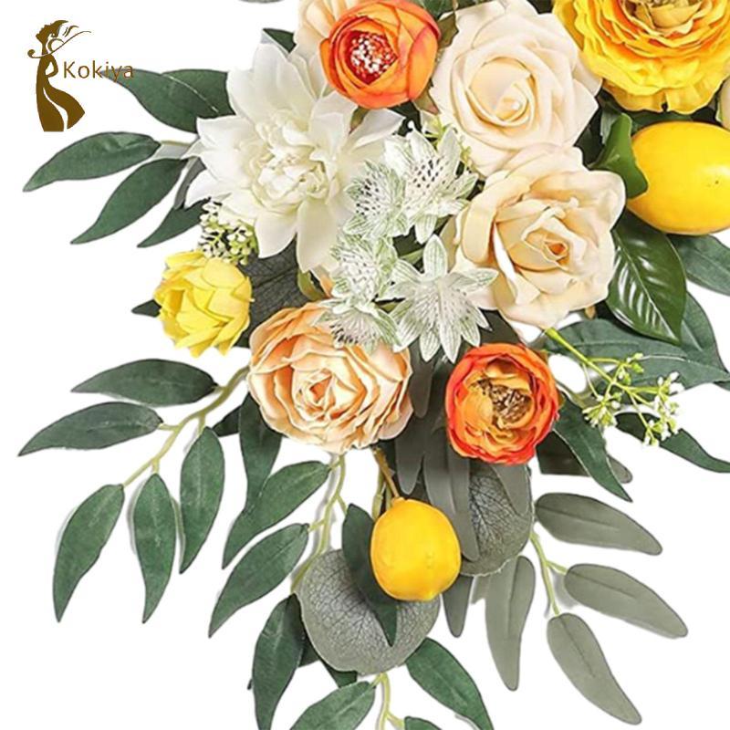 2x Hoa Lụa Handmade Lá Xanh Trung Tâm Vòng Hoa Phông Nền Hoa Cho Cửa Trước Lễ Cưới Xe Cưới Nhà