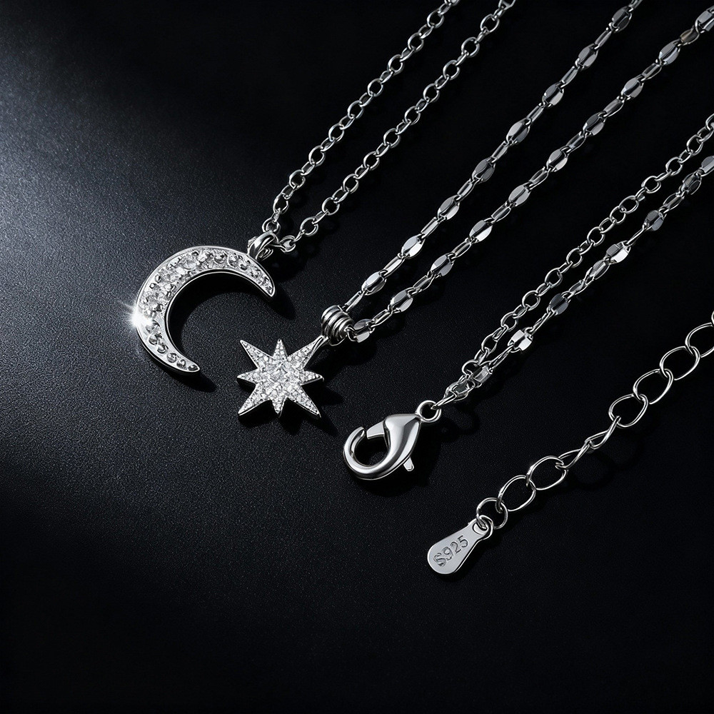 Vòng cổ nữ hai lớp Silver Star Moon 925