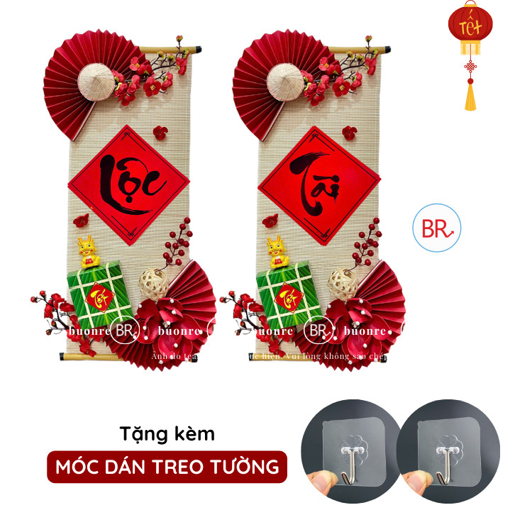 [HỎA TỐC HCM] [TẶNG MÓC TREO] Set nguyên liệu Mành Tre câu đối Bình An Phú Qúy, Phụ kiện DIY mành trang trí nhà cửa Tết