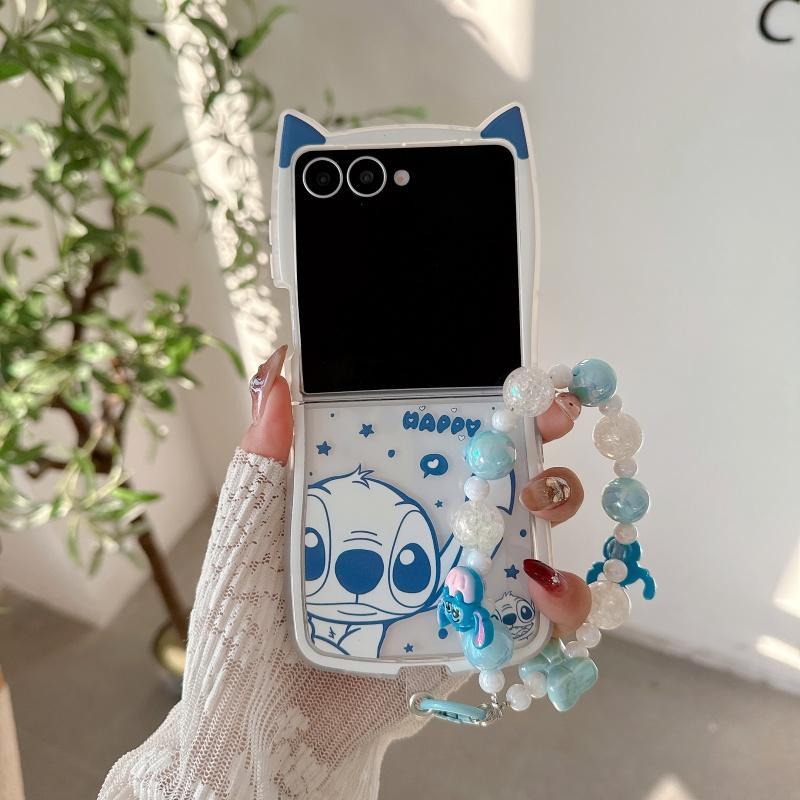 Phim Hoạt Hình Dễ Thương Stitch Cặp Đôi Ốp Lưng Điện Thoại Thích Hợp Cho Samsung Galaxy ZFlip7 zflip6 Dây Gấp Vỏ Cứng Cho Z Flip 7 6 5 4 3 5G PuraX N3Flip MixFlip 2 Vỏ Bảo Vệ