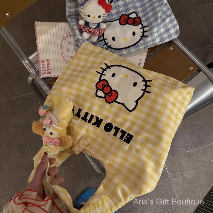 [Aria G-1] Túi đeo vai một vai di động bằng vải Canvas kitty phong cách dễ thương dành cho người đi lại Túi đeo vai dung tích lớn
