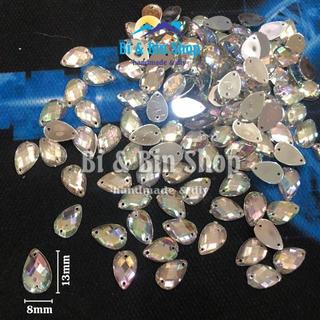 [A2] Hạt Đá Kết Nhựa Giọt Nước Ánh Cừ AB Đáy Bạc Dùng Đính Kết Trang Phục Thời Trang